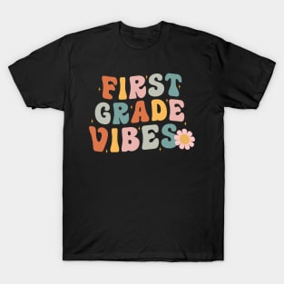 Retro Teacher Shirts Back to School Teacher Shirt First Day of School Shirt for Teachers Back to School Shirt Teacher Gifts First Grade Vibes T-Shirt